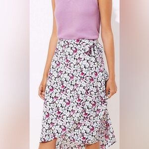 LOFT floral midi wrap skirt size 4